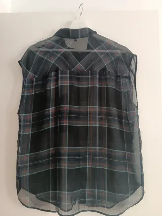 Blusa cuadros escoceses gasa sin mangas S