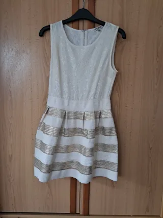 Vestido blanco y dorado S/36. Ideal evento