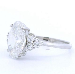 Anillo Diamante Ovalado 3ct Oro Blanco 14K IGI