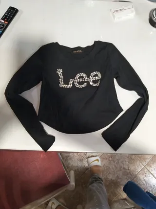 Top Lee donna manica lunga con strass