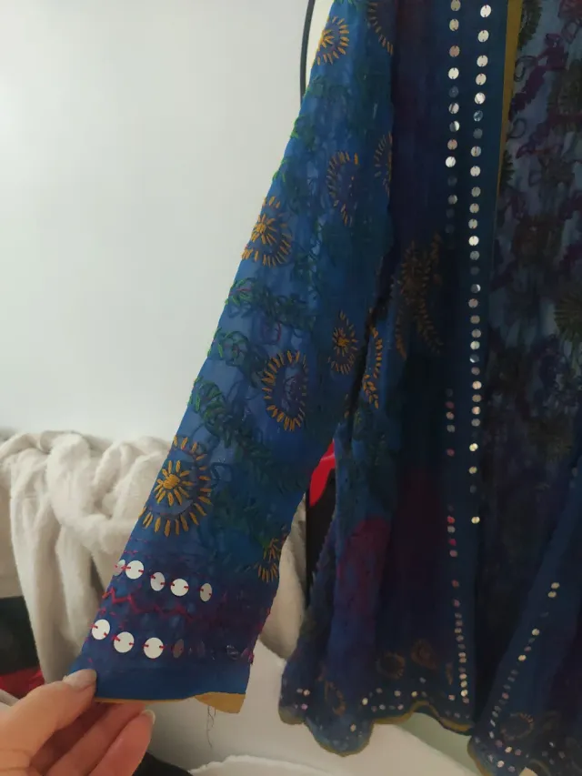 Kimono largo bordado mujer