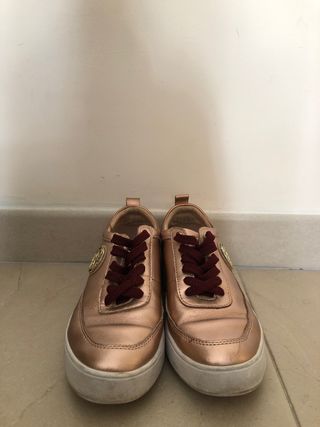 Zapatos dorados y rosas