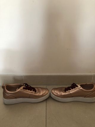 Zapatos dorados y rosas