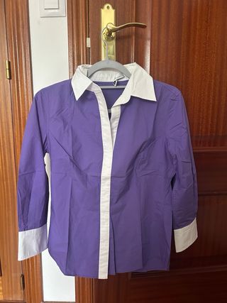 Camisa Carolina Herrera Morado/Blanco