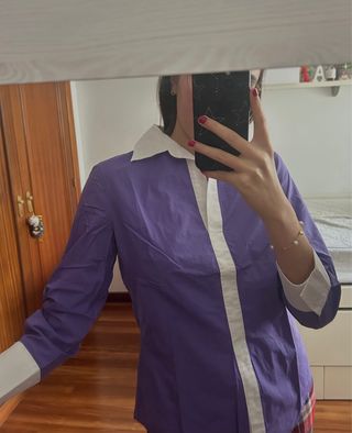 Camisa Carolina Herrera Morado/Blanco