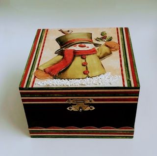 Cofanetto Natale Decoupage Legno Fatto a Mano