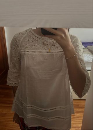 Blusa Purificación García Blanca Encaje