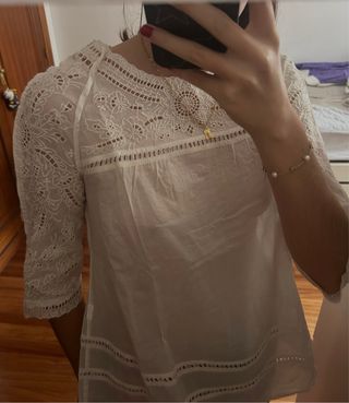 Blusa Purificación García Blanca Encaje