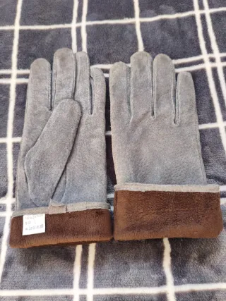 Guantes de cuero gris