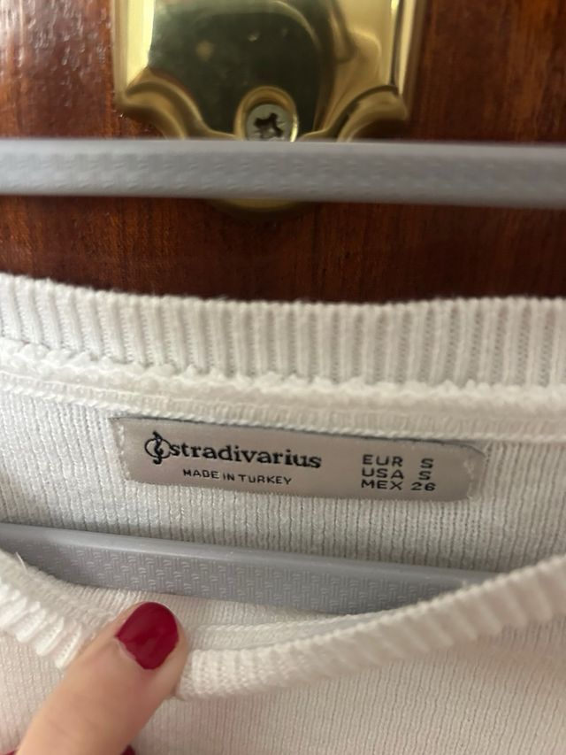 Jersey Stradivarius blanco perlas talla única