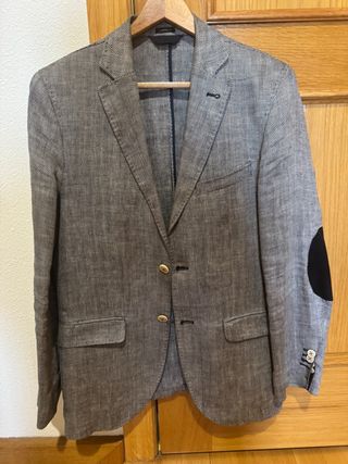 Americana Massimo Dutti Lino Gris  Hombre