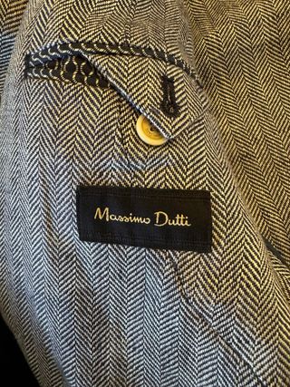 Americana Massimo Dutti Lino Gris  Hombre