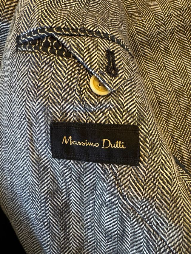 Americana Massimo Dutti Lino Gris  Hombre