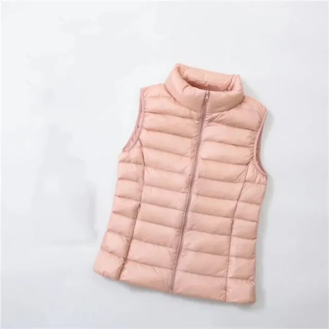 Chaleco acolchado rosa sin mangas