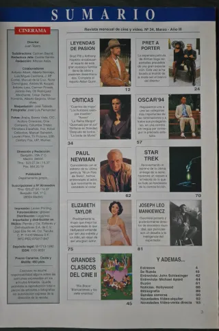 Revista Cinerama. Año 1995.