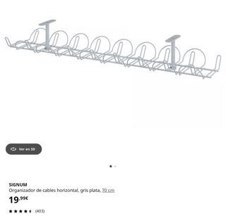 Organizador de cables horizontal gris plata