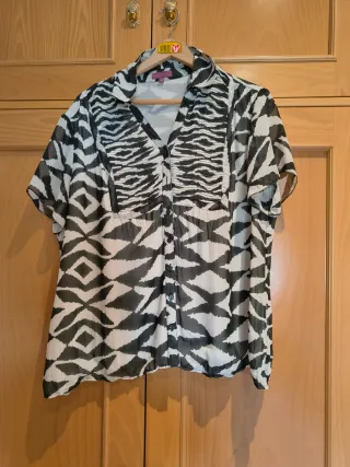 Camisa Blusa Estampada Cebra y Geométrico