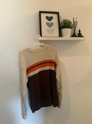 Jersey Easy Wear rayas beige, naranja y marrón