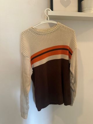 Jersey Easy Wear rayas beige, naranja y marrón