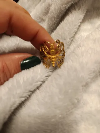 Anillo mariposa acero dorado