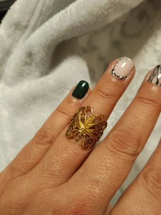 Anillo mariposa acero dorado
