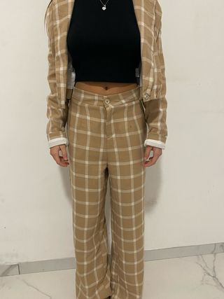 Completo elegante donna beige e bianco