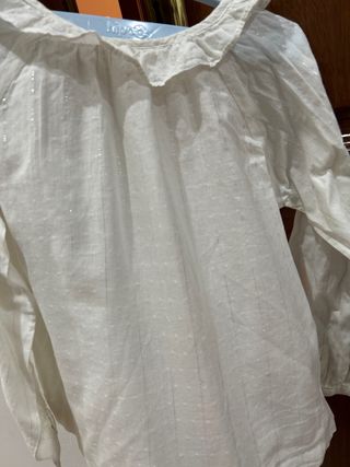 Blusas niña blanca/azul con brillos talla 3-4