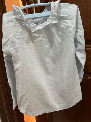 Blusas niña blanca/azul con brillos talla 3-4