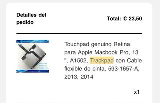 Touchpad Retina Apple Macbook Pro 13 Gris/Plata