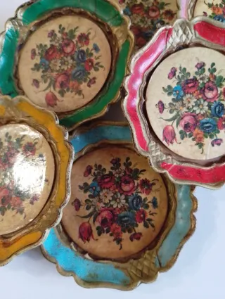 Set 6 Sottobicchieri Floreali in legno