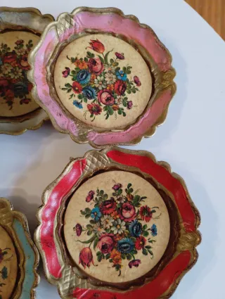 Set 6 Sottobicchieri Floreali in legno