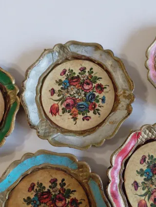 Set 6 Sottobicchieri Floreali in legno