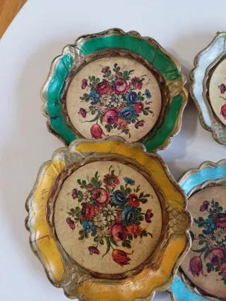 Set 6 Sottobicchieri Floreali in legno