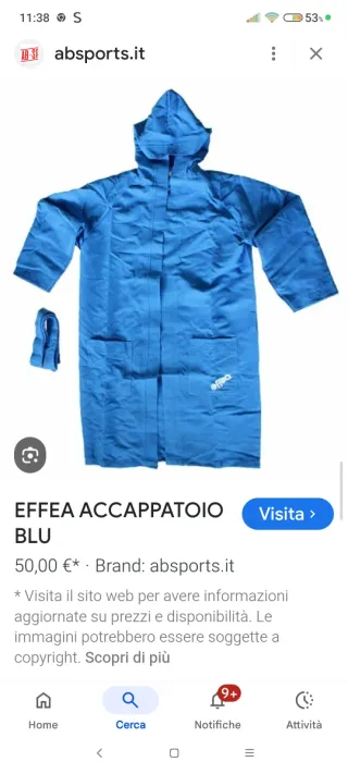 Accappatoio blu in microfibra con cappuccio