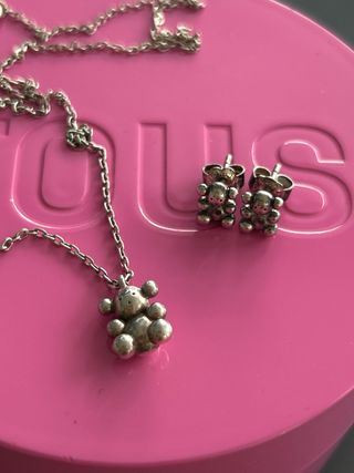 Conjunto Tous Bubble Oso Collar y Pendientes