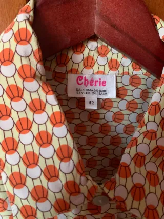 Camicia 100% Seta Fantasia Arancione Giallo