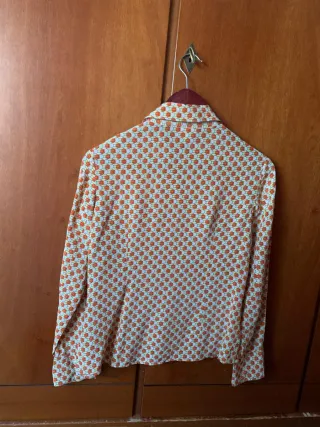 Camicia 100% Seta Fantasia Arancione Giallo