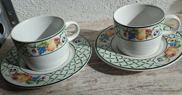 Juego 2 tazas y platos cerámica