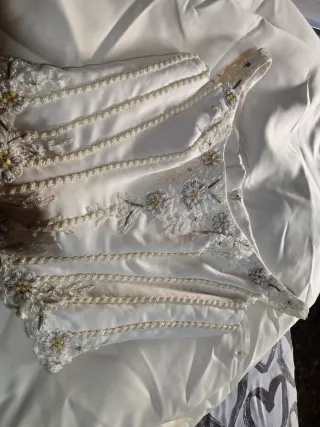 Traje Novia 2 Piezas Blanco Roto Pedrería