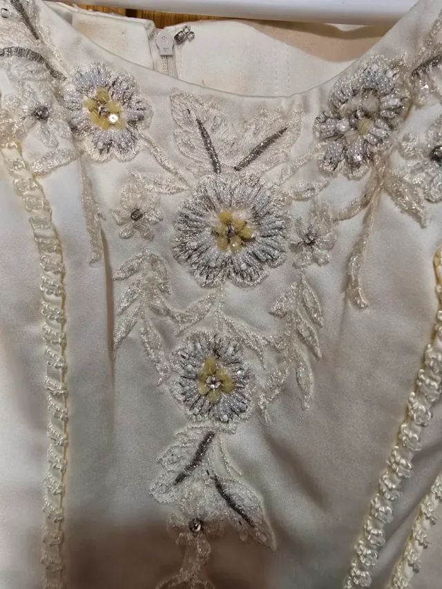 Traje Novia 2 Piezas Blanco Roto Pedrería