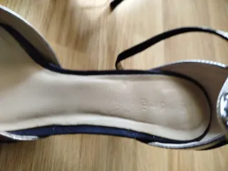 Sandalias de fiesta piel negro y plata Tacón 9-cmt