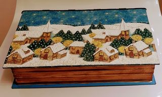 Scatola libro decoupage natalizia