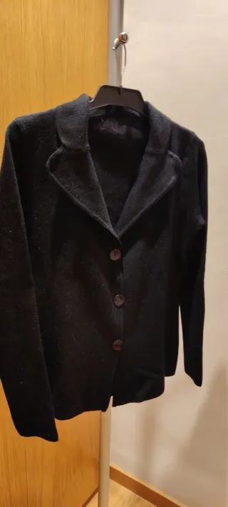 Chaqueta americana punto mujer negra