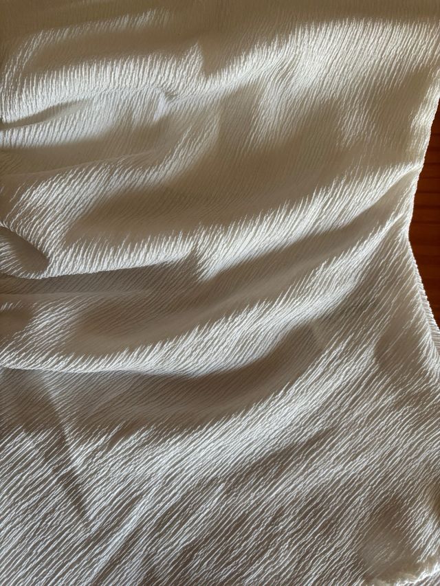 Top Zara blanco drapeado talla S