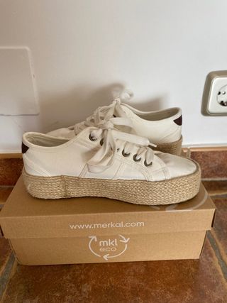 Zapatos esparto Merkal beige/blanco
