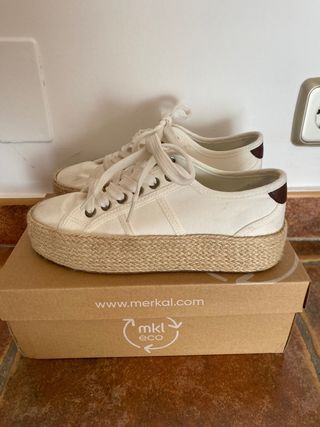 Zapatos esparto Merkal beige/blanco