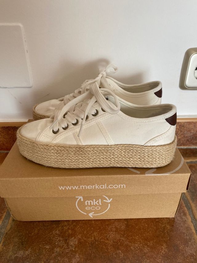 Zapatos esparto Merkal beige/blanco