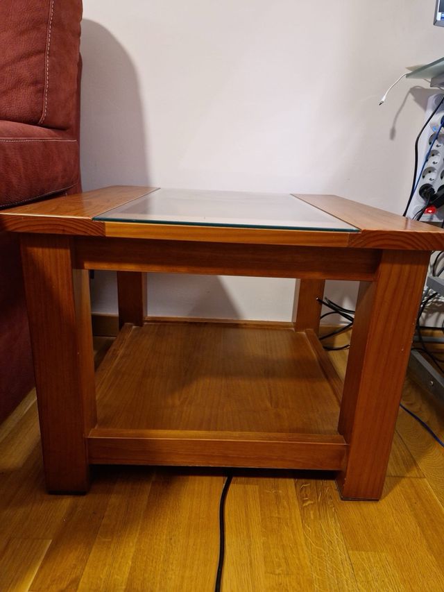 Mesita de salón madera y cristal