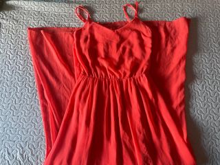 Vestido largo tirantes color coral