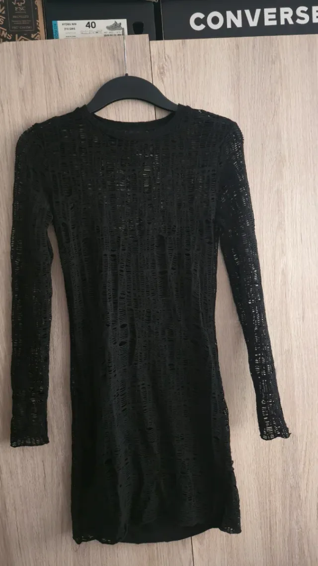 Vestido invierno negro manga larga